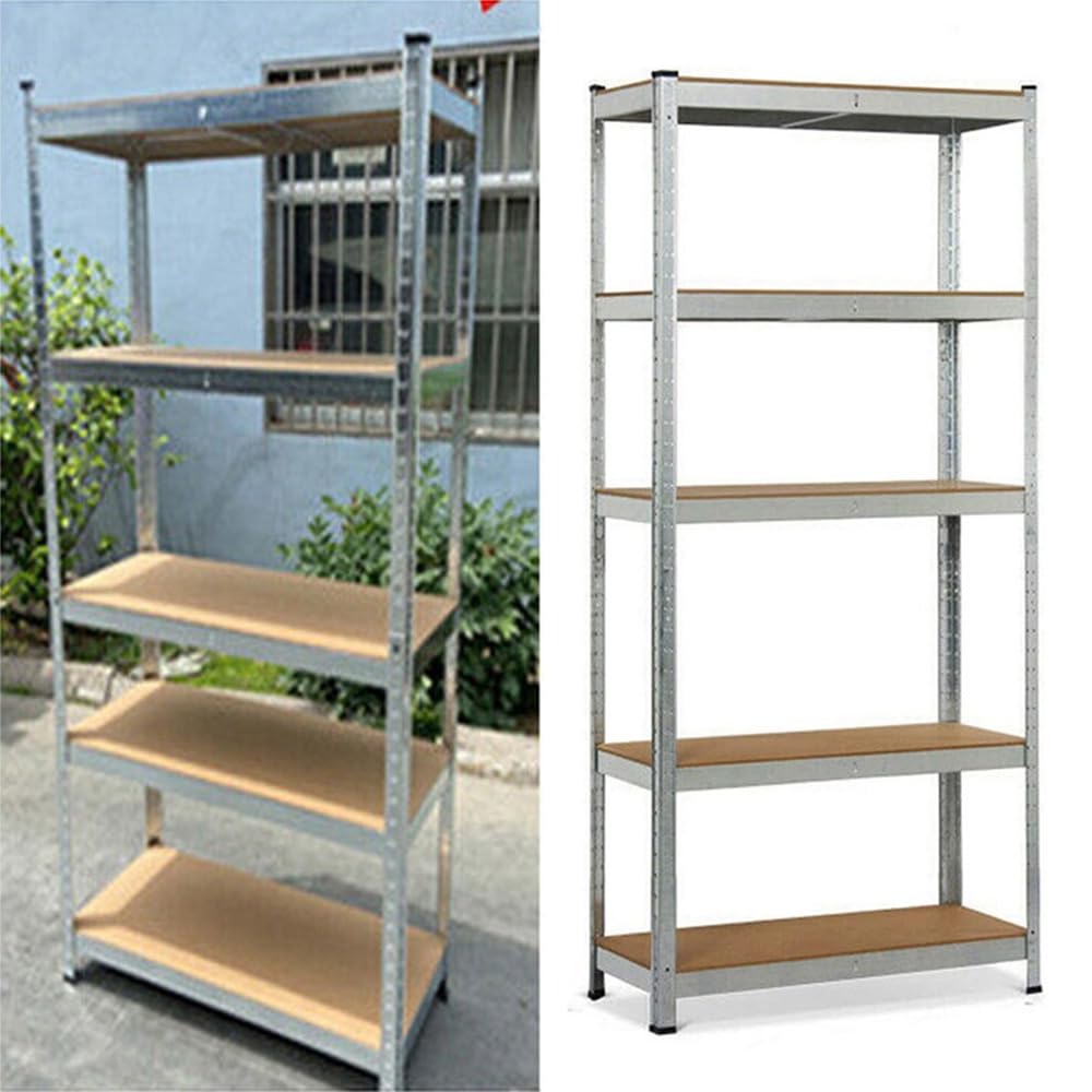 2 unidades de estantería de garaje para cargas pesadas, 180 x 90 x 40 cm, 5 estantes, de metal, para garaje, almacén, taller, despensa, capacidad de carga de 875 kg, galvanizada