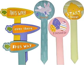 YLAB - Easter Egg Hunt Sign Kit - 6 Wooden Signs