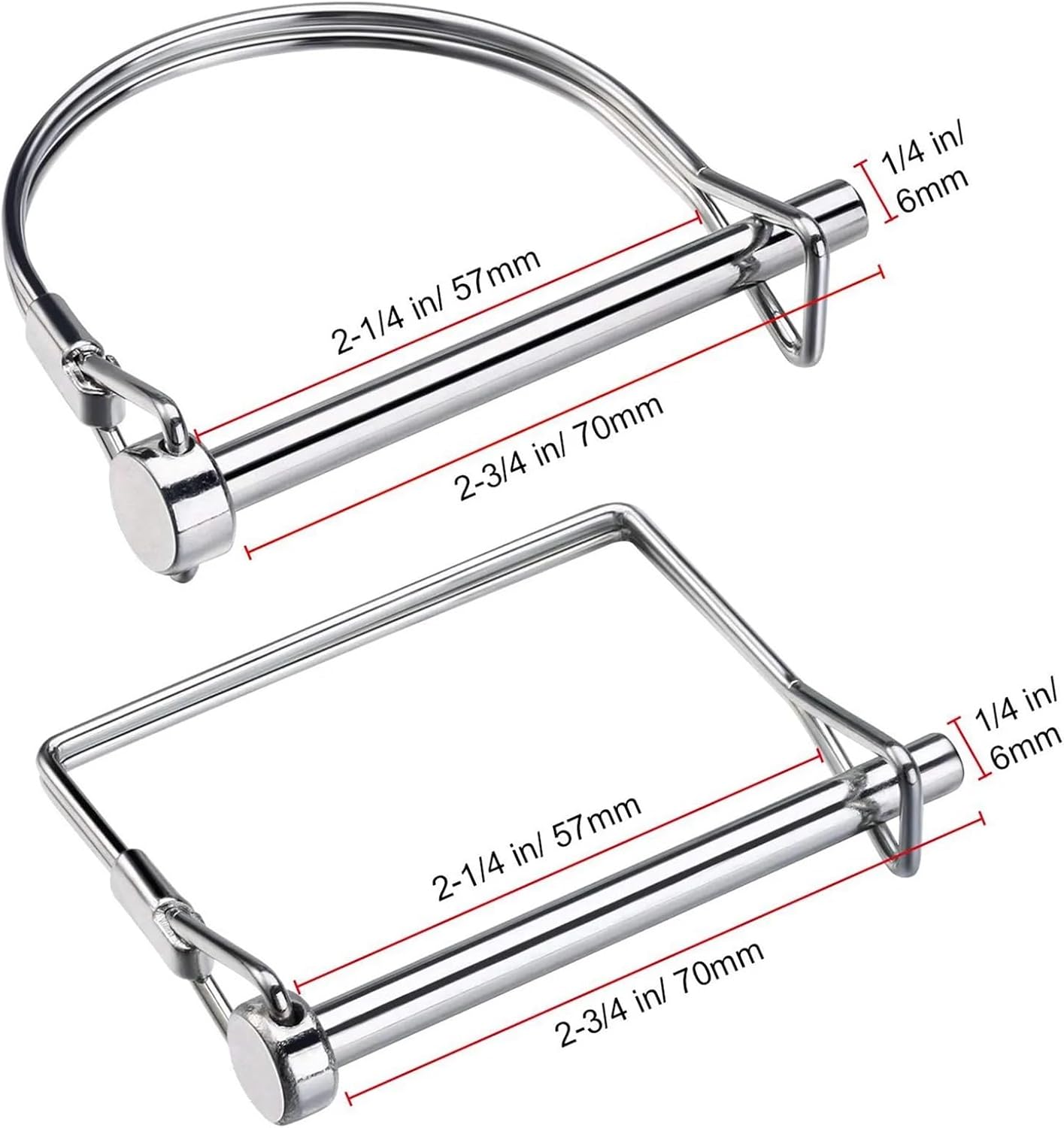 Trailer Pin 20pcs Shaft Locking Pin Safety Coupler Diameter in 2 Shapes of Square and Arch (Silver) for Farm Hitches Lawn Use
