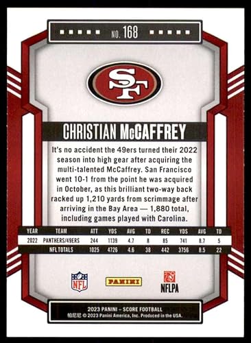 Miniatura 2 de CHRISTIAN MCCAFFREY 2023 Score #168 NM+-MT+ NFL Football 49ers
