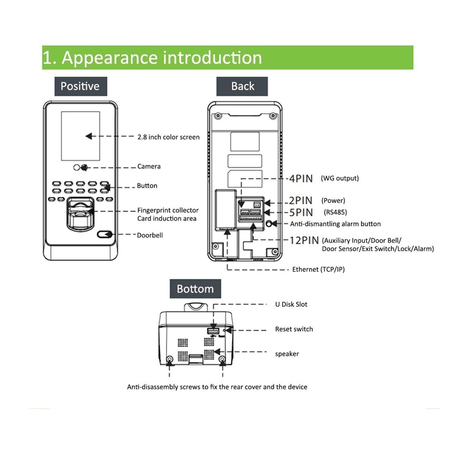 Máquina de relojería, ZK Multibio800-H 400 Reconocimiento de Huellas Dactilares faciales Control Acceso Puerta TCP/IP Rocorder Tiempo Asistencia Facial biométrico