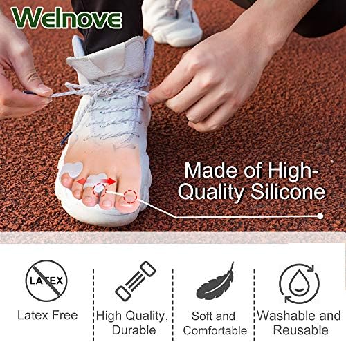 Welnove Gel Toe Separator, Pinky Toe Spacers, Little Toe Cushions for Preventing Rubbing & Relieve Pressure (Pack of 12)