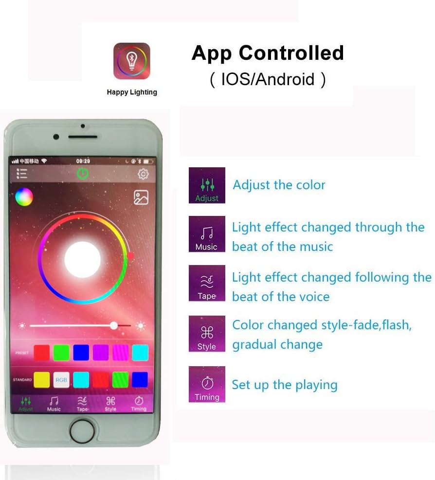 Led Lights with App, Bluetooth Led Lights, BAILONGJU LED Lights That sync with Music 32.8ft 300leds 10m Non-Waterproof RGB Color Changing SMD 5050 Adhesive Light Strips with Bluetooth Smartphone App