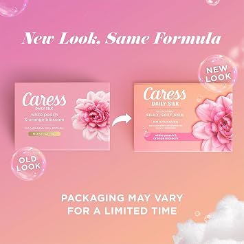 Caress Body Wash 2-Pack + Bar Soap, Daily Silk Bundle Bath & Shower Essentials for Silky Soft Skin, White Peach & Orange Blossom