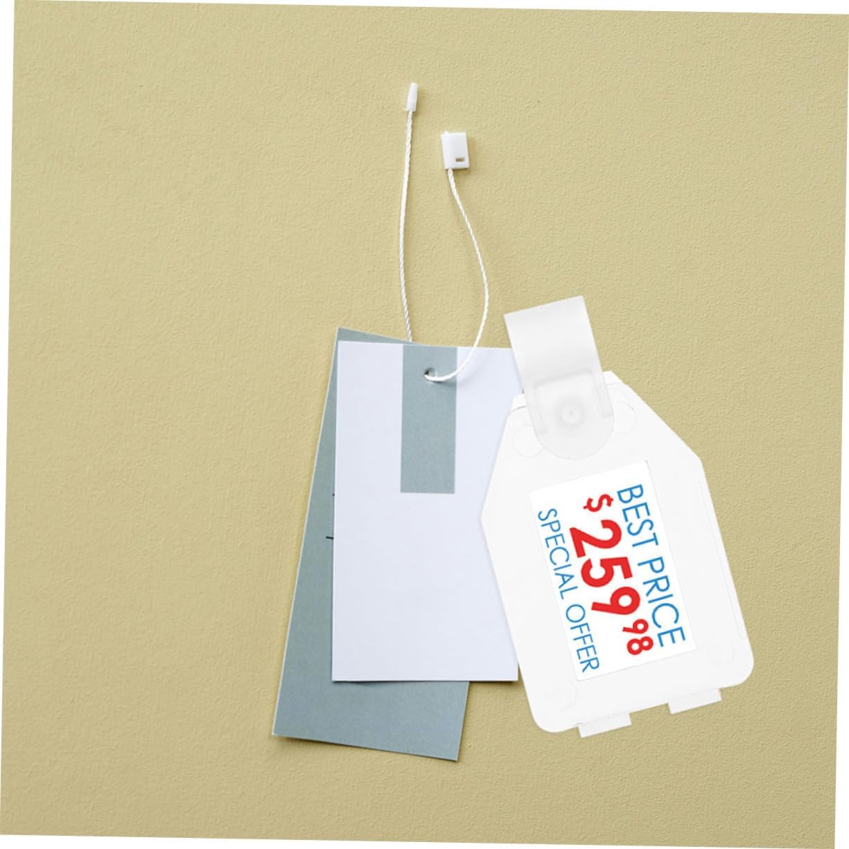Zerodeko 50pcs Adhesive Wire Shelf Label Holders Plastic Basket Tag Signs Retail Price Tag Stands Clamps for Market Office Warehouse