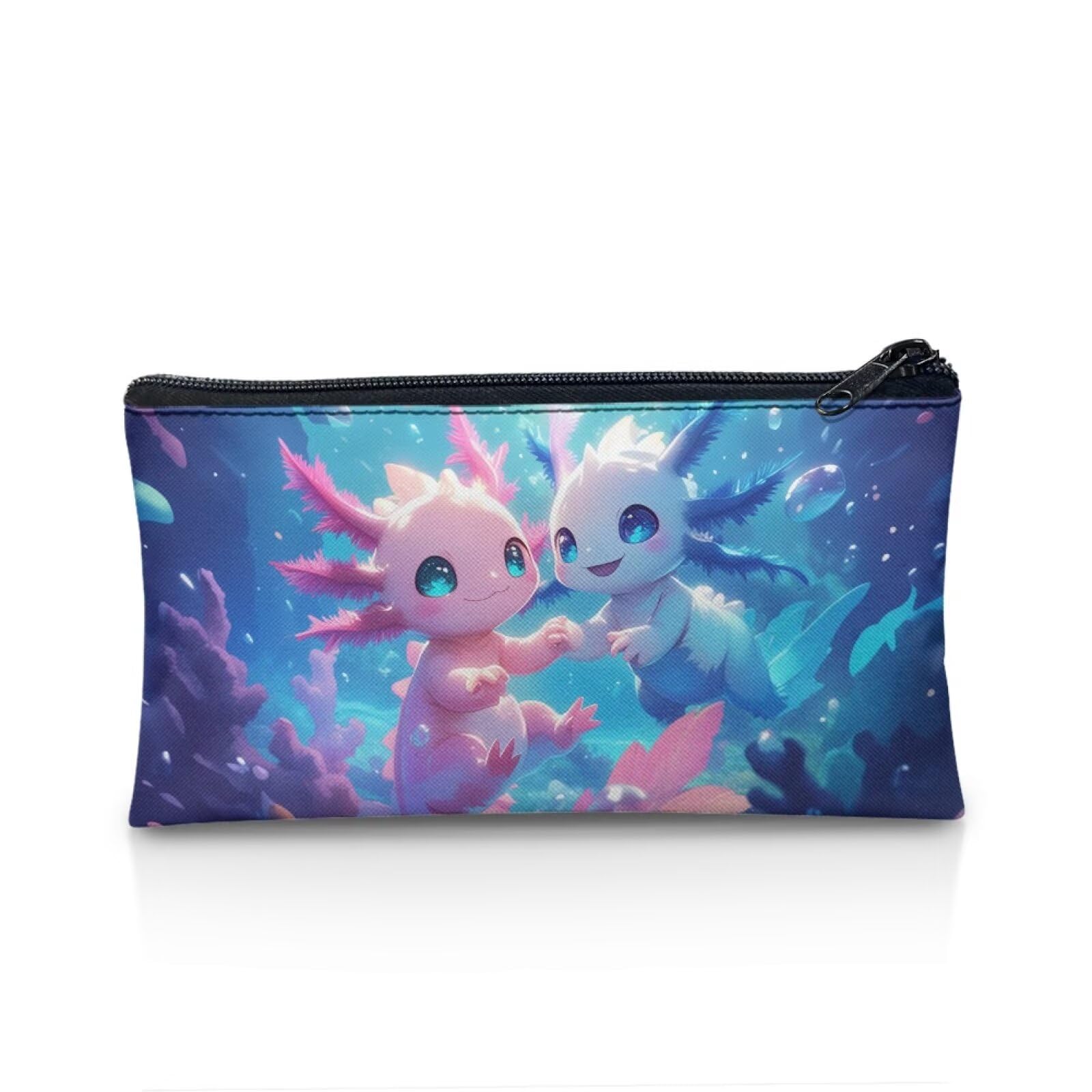 UOIMAG Axolotl Pencil Case for Girls Cute Pencil Pouch Slim School Stationery Supplies Zipper