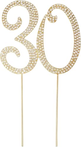 Miniatura 8 de Honbay Decoración para tartas de 30 diamantes de imitación de cristal brillante decoración para tartas para fiestas de cumpleaños 30 o aniversario