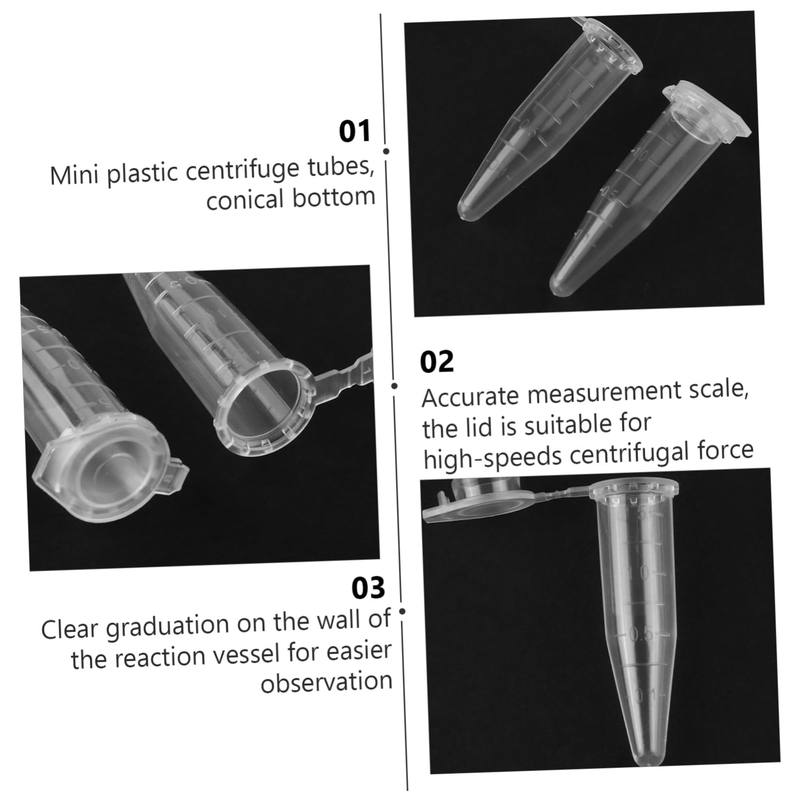 Gatuida 1000piezas Tubos De Ensayo De Plástico Transparente Para Microcentrífuga Recipientes Para Muestras Consumibles De Laboratorio Uso Laboratorio De Biología