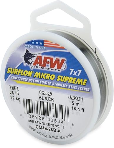Miniatura 28 de American Fishing Wire Surflon Micro Supreme Nylon Coated 7x7 Cable líder de acero inoxidable – Líderes de alambre anudado para pesca de agua salada