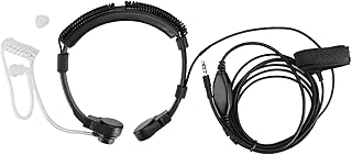 plplaaoo Adjustable Throat Mic Earphone,3.5mm Throat Mic Microphone Earphone,PTT Adjustable Concealed Air Conduit,Noise Resistant Throat Microphone,Concealed Neckband Design,for Smartphone