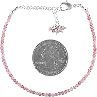 Vista 68 de Natural Gemstone Micro Round Beads Dainty Choker Bangle Bracelet, Handmade Jewelry for Women, Healing Chakra Crystals Silver Plated Chain 8 inch