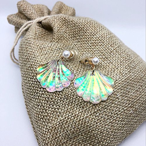 1 Pair Color Change Pearls Sea Shell Stud Earrings Beach Jewelry Gifts for Women for Halloween Party3