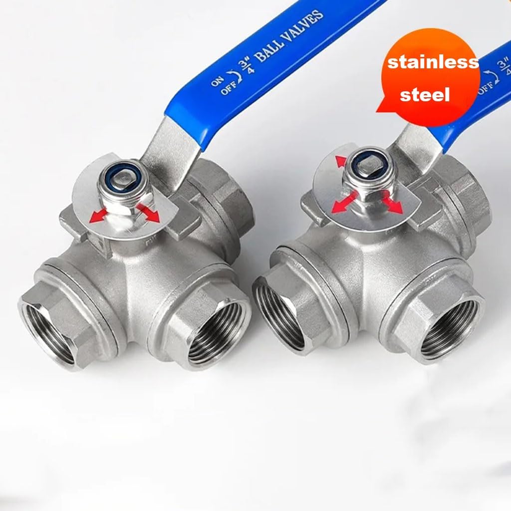 valvola a sfera, valvola a sfera in acciaio inox, 1 pz Valvola a sfera a 3 vie in acciaio inossidabile 304, 1/4 "3/8" 1/2 "3/4" 1 "1-1/4" 1-1/2 "2" Valvola a tre vie tipo L filettata(DN40)