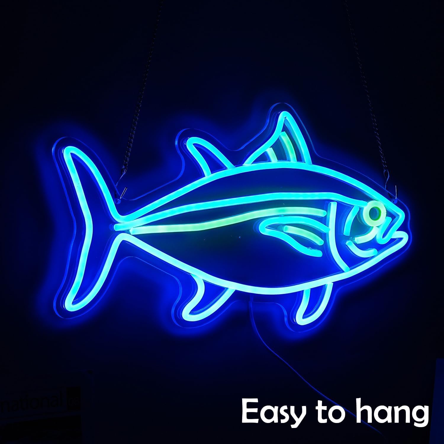 Amazon.co.jp: マグロネオンサイン ブルー グリーン 魚ネオンライト