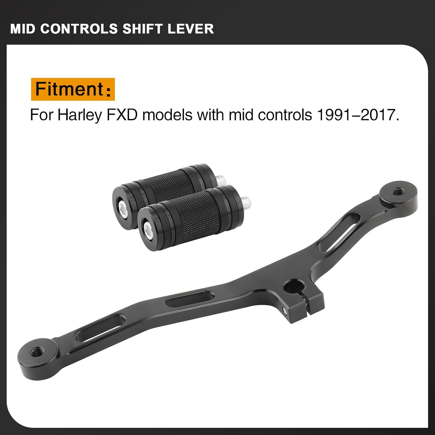 Motorcycle Mid Controls Shift Lever Heel Toe Shifter Pegs for Harley Dyna FXD 1991-2017 Street Bob Low Rider Wide Glide Fat Bob Super Glide (Black)