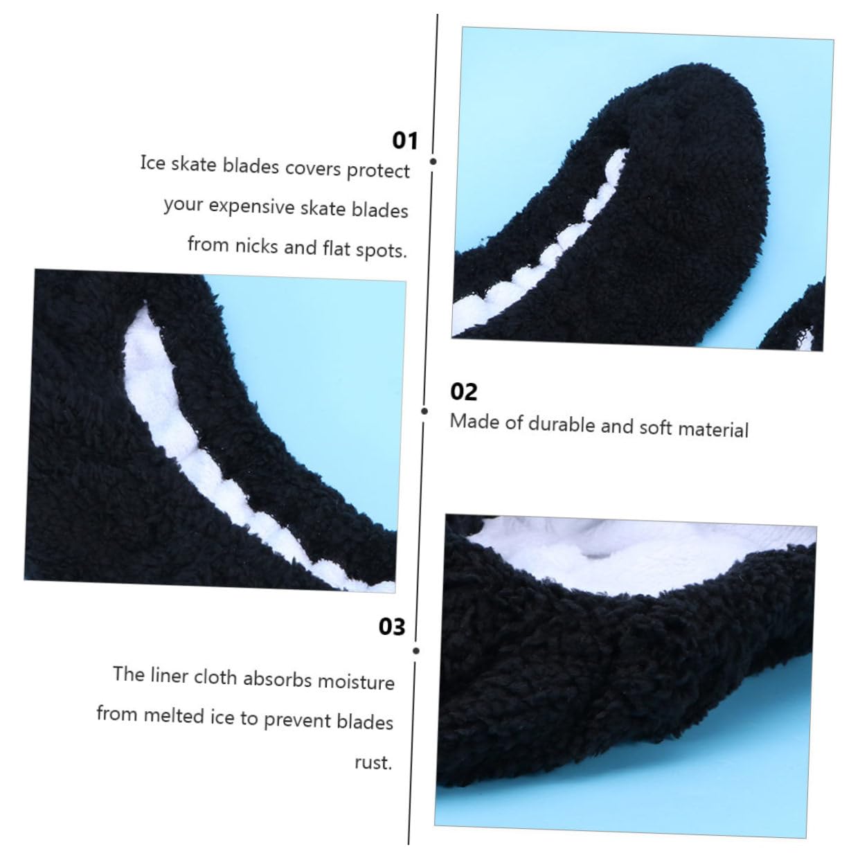 Protège-Lames de Patins à Glace 2 Paires en Polyester Noir