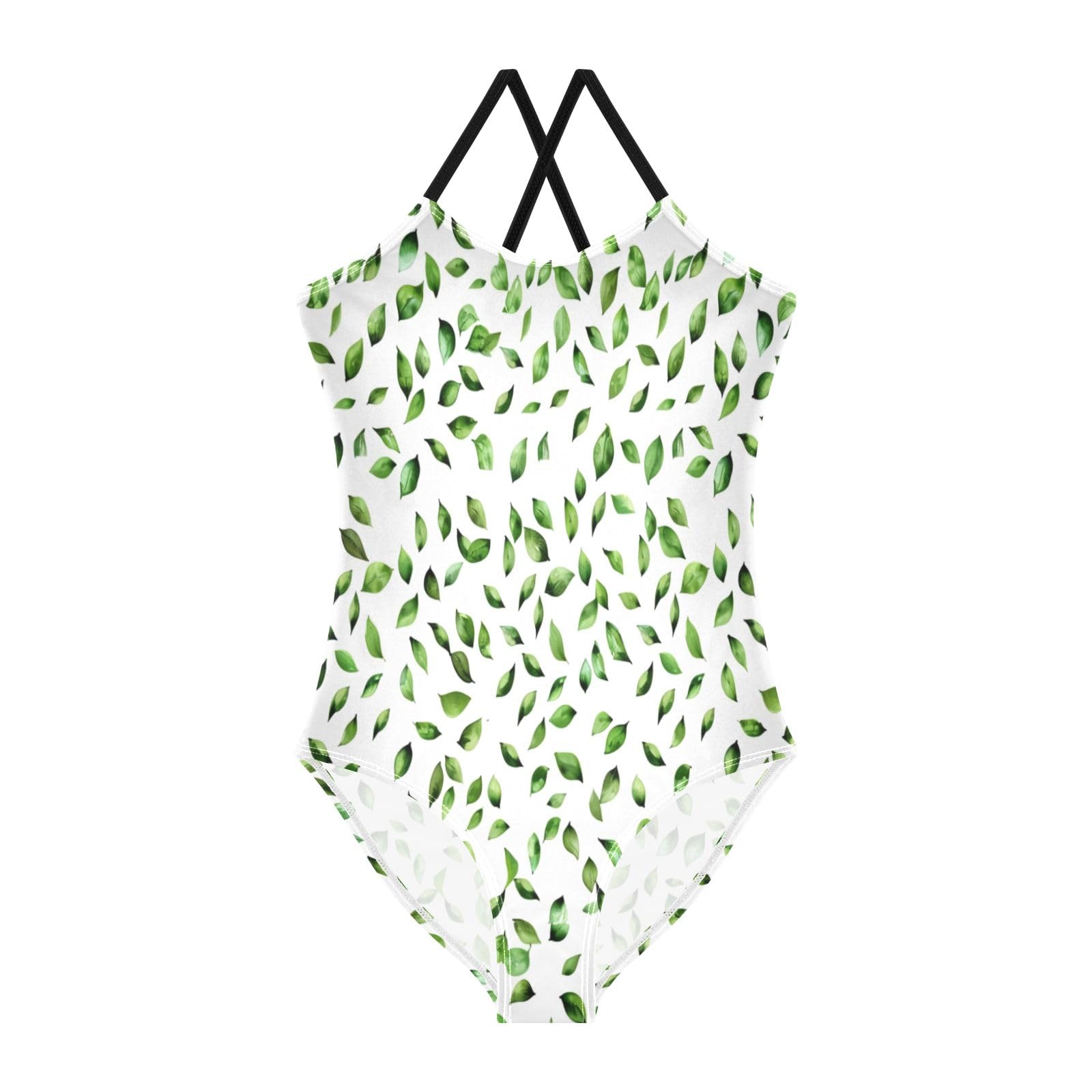 Seamless Leaf Girls One-Piece Swimsuit Beach Bathing Suit