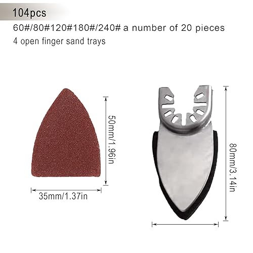 Miniatura 5 de 104 almohadillas de lijado de dedos, herramienta oscilante, kit de almohadillas de lijado para detalles, 100 hojas de papel de lija para dedos