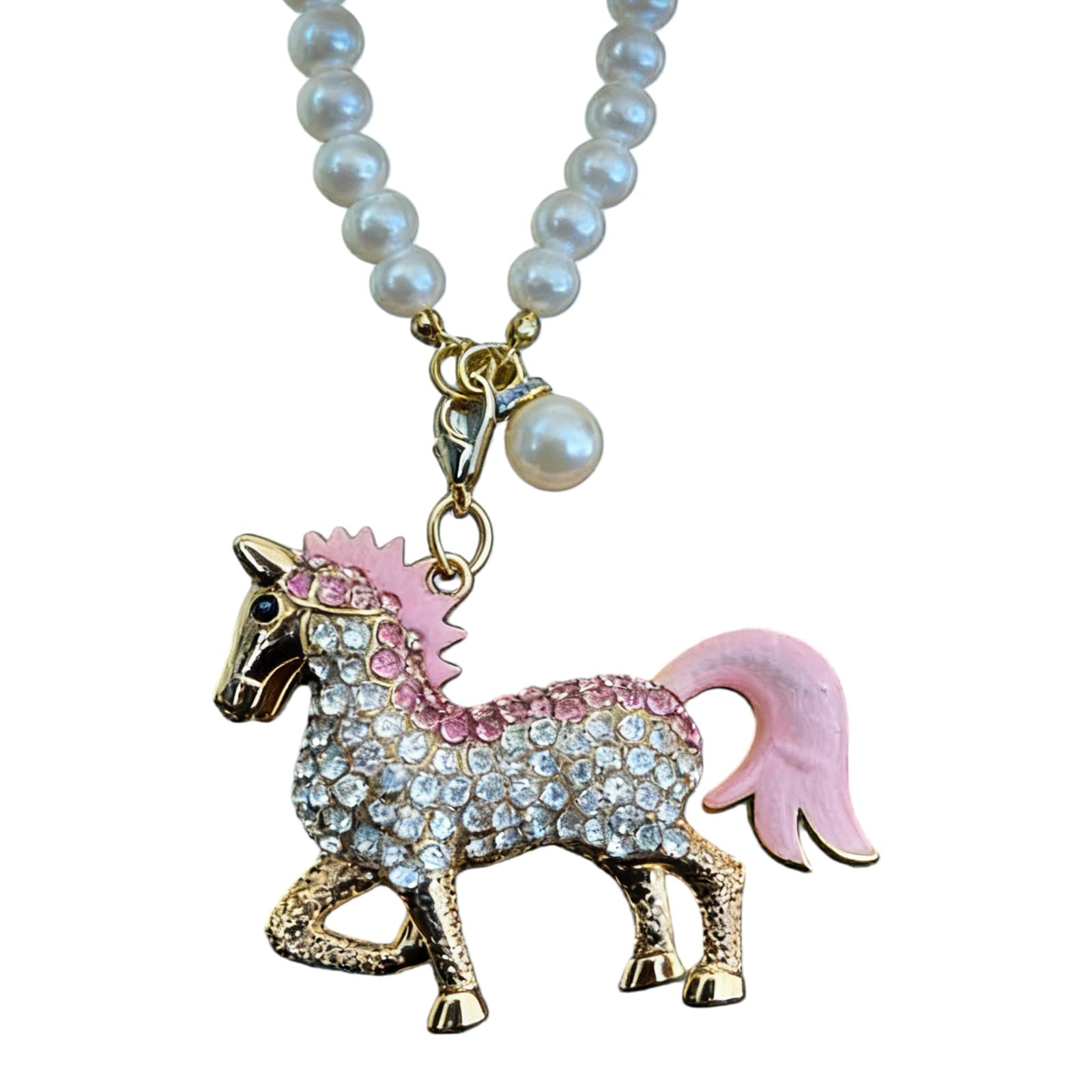 Adorable Miniature Horse Ornament Alloy Construction Sparkling Rhinestones Horse Hanging Charm for Vehicle Interior Decoration Rearview Glass Ornament