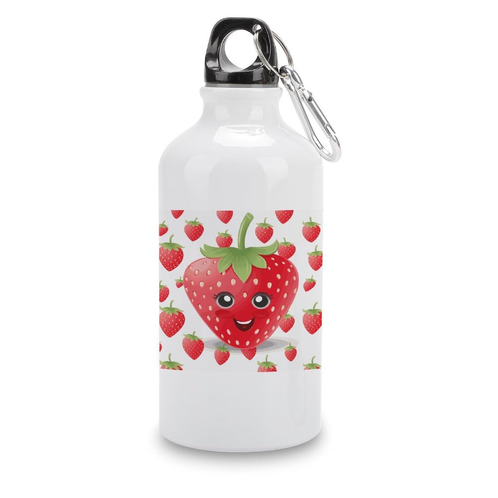 MUSM Strawberry Water Bottles Sublimation Aluminium Water Bottle with Lid&Hook Lightweight Leak Proof Travel Bottles Reusable Sports Water Bottle Hydration Flask for Outdoor