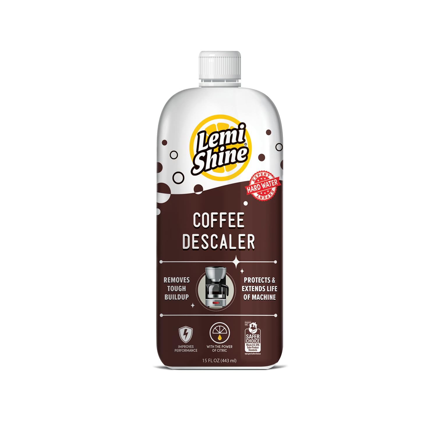 Lemi Shine Coffee Descaler - Food-Grade Citric Acid Coffee Maker Cleaner for Nespresso, Keurig, and More - 15 oz