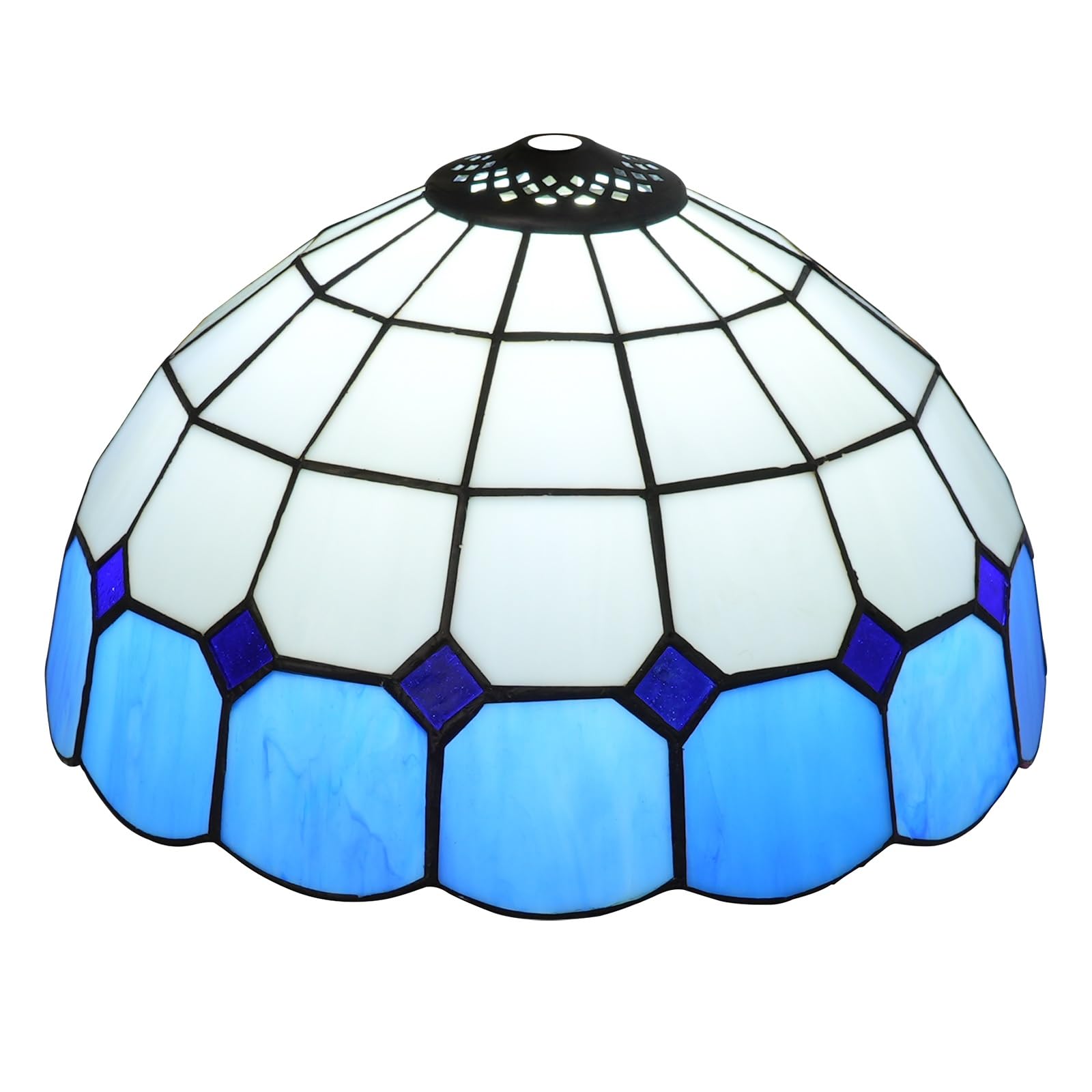 Pantalla de lámpara Estilo Tiffany, 30 cm, diseño mediterráneo Sencillo a Cuadros, de Cristal Tintado, Repuesto para lámpara de Mesa, lámpara Colgante y lámpara de Techo (Amarillo).