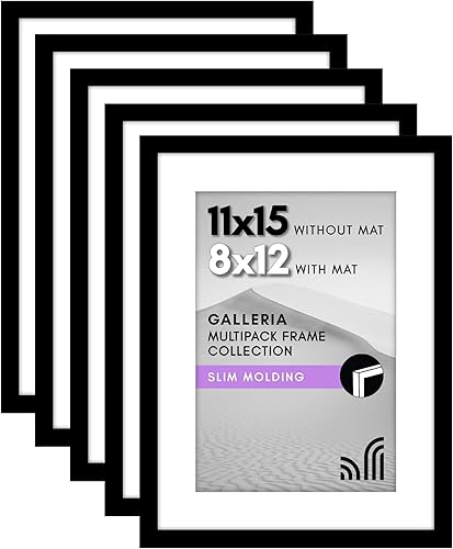 Vista 736 de Americanflat Portarretratos de 5 x 6 pulgadas con plexiglás pulido, juego de 5 portarretratos de 2 x 3 pulgadas con paspartú o para fotos de 5 x 6