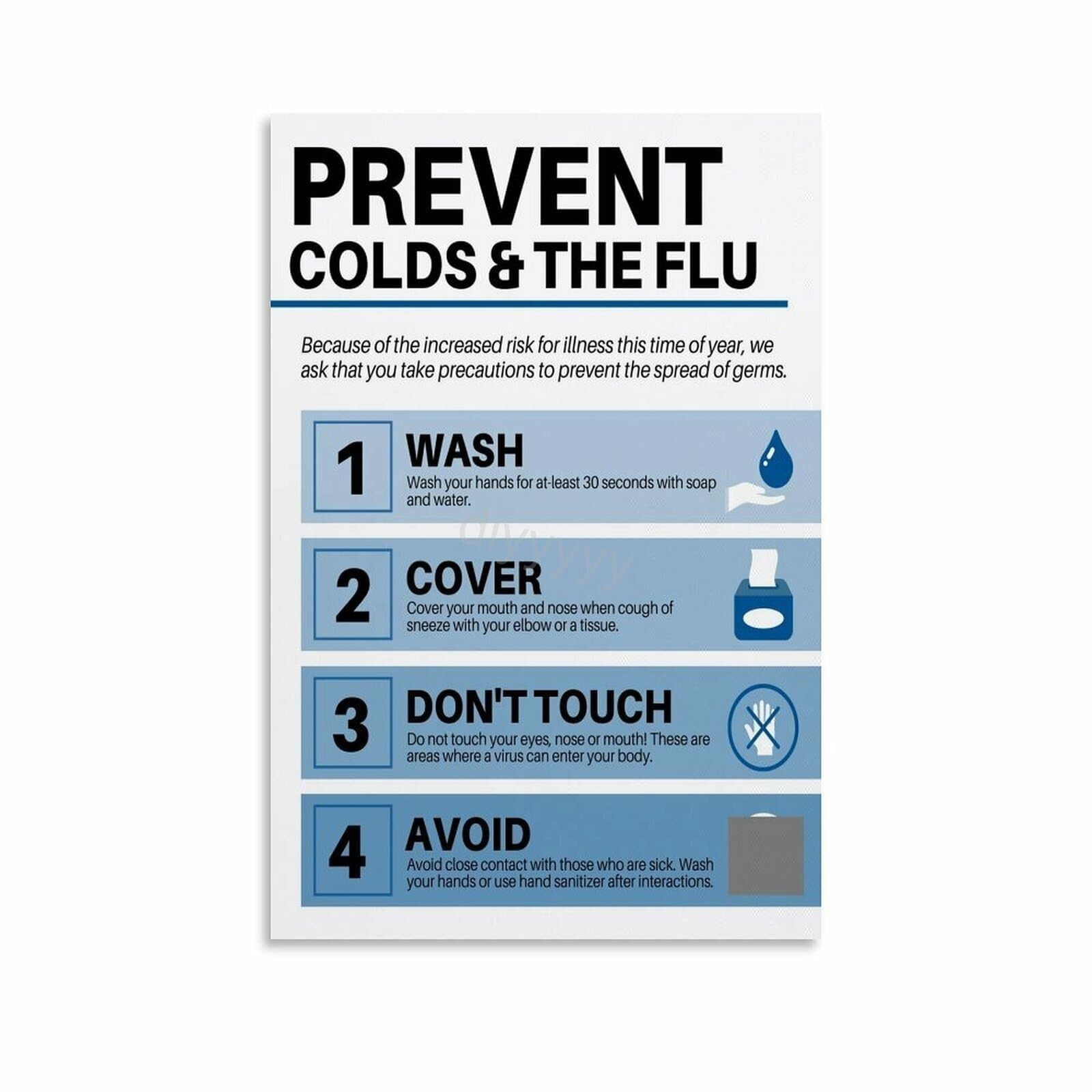 RNUMLIGH Health Awareness Poster - Illness Prevention Wall-Art for ‘s Room School or Daycare(Framed,08x12inch(20x30cm))