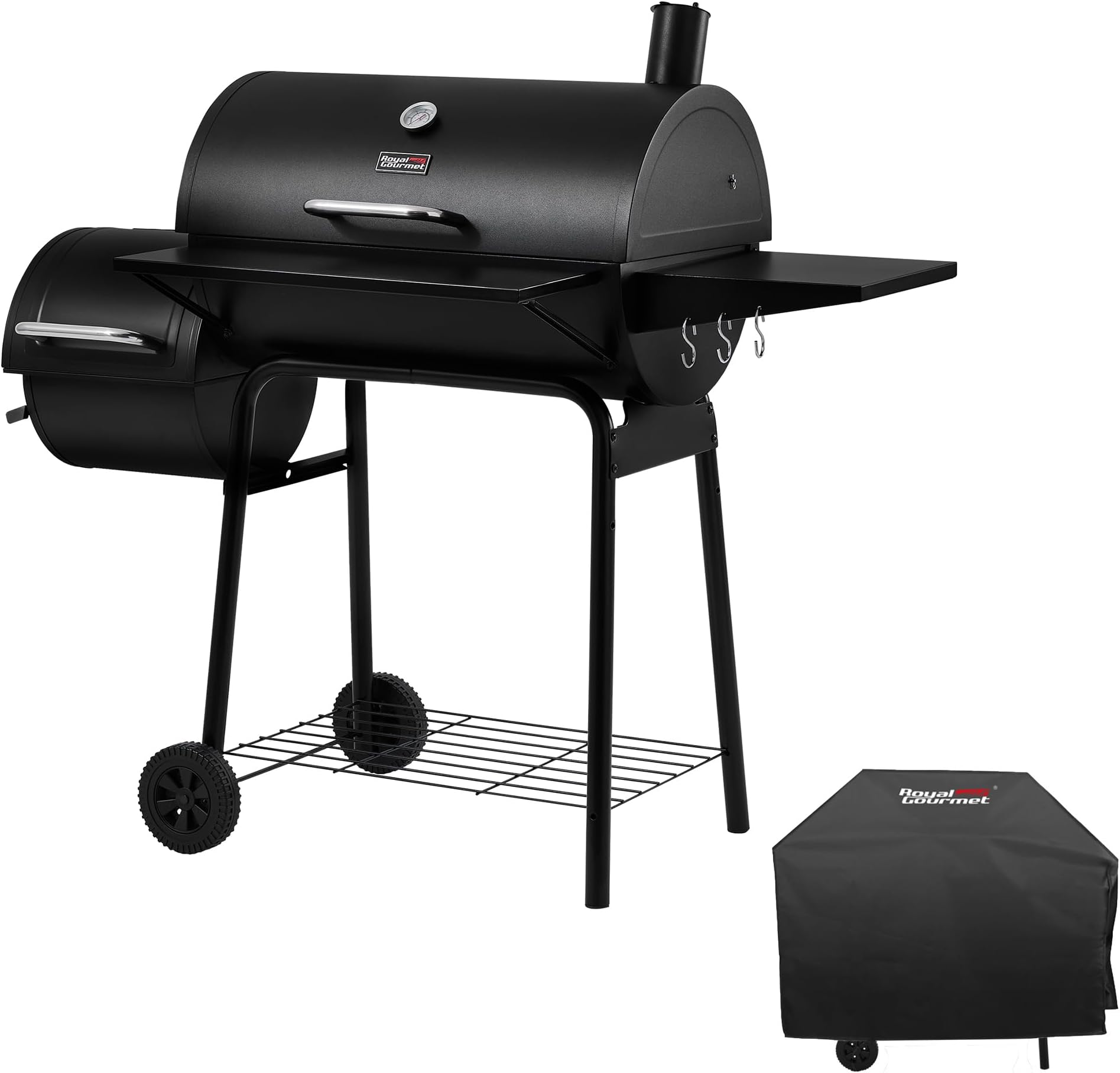 CC1830SC Charcoal Grill Offset Smoker with Cover, 811 Square Inches, Black, Outdoor Camping