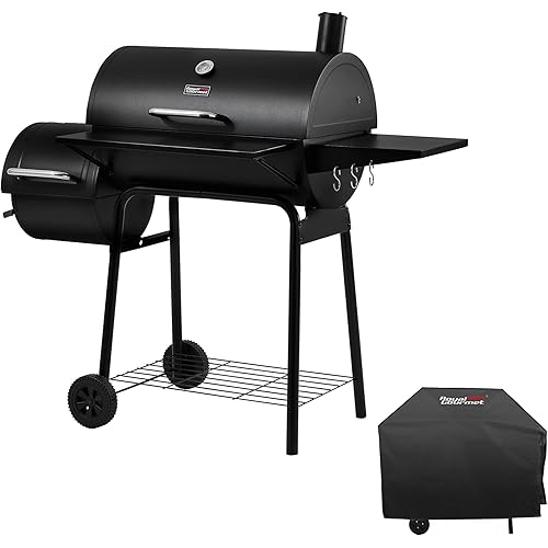 Royal Gourmet CC1830SC Charcoal Grill Offset Smoker with Cover, 811 Square Inches, Black, Outdoor Camping