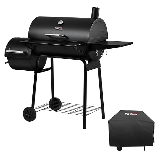 Royal Gourmet CC1830SC Charcoal Grill Offset Smoker with Cover, 811 Square Inches, Black, Outdoor Camping