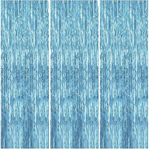 3pcs 3.28ft x 6.56ft Black Foil Tinsel Backdrop Curtain Decoration, Black Foil Fringe Curtains Streamer Photo Backdrop for Graduation,Birthday,Bachelorette,Halloween,Christmas,Easter Day, Decor