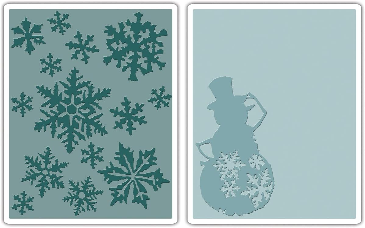 Sizzix Texture Fades Embossing Folders 2PK - Snow Flurries & Snowman Set by Tim Holtz