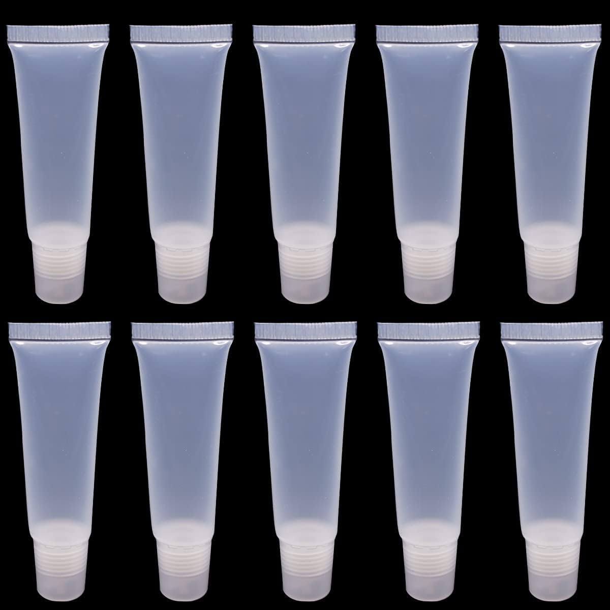 SpiderJuice 5Pc Clear Mini Refillable Empty Squeeze Lip Gloss Lip Balm Lip Oil Tubes Storage Container Holder Jar Bottles with Screw Cap for Household Translucent Frosted & Travel Toiletries