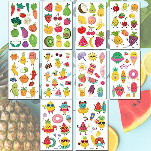 Ooopsiun Summer Glitter Fruit Temporary Tattoos For Kids - 110 Glitter Styles,Watermelon Strawberry Pineapple Tattoos Sticker For Boys Girls Birthday Party Favors #TOP1