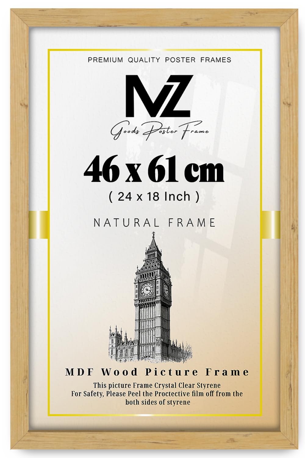 Modern Mdf Wooden Wide Pine Frame | 61x46 Cm Poster Frames Durable Sleek Acrylic Front | Jigsaw Puzzle Picture Frames Large Art Display For Home & Office Décor