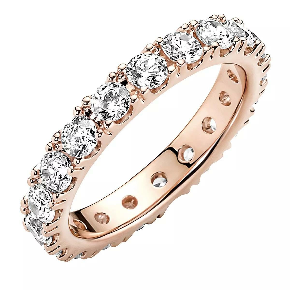 Pandora Timeless 14k Rose gold-plated Sparkling Row Eternity ring with clear cubic zirconia, 52