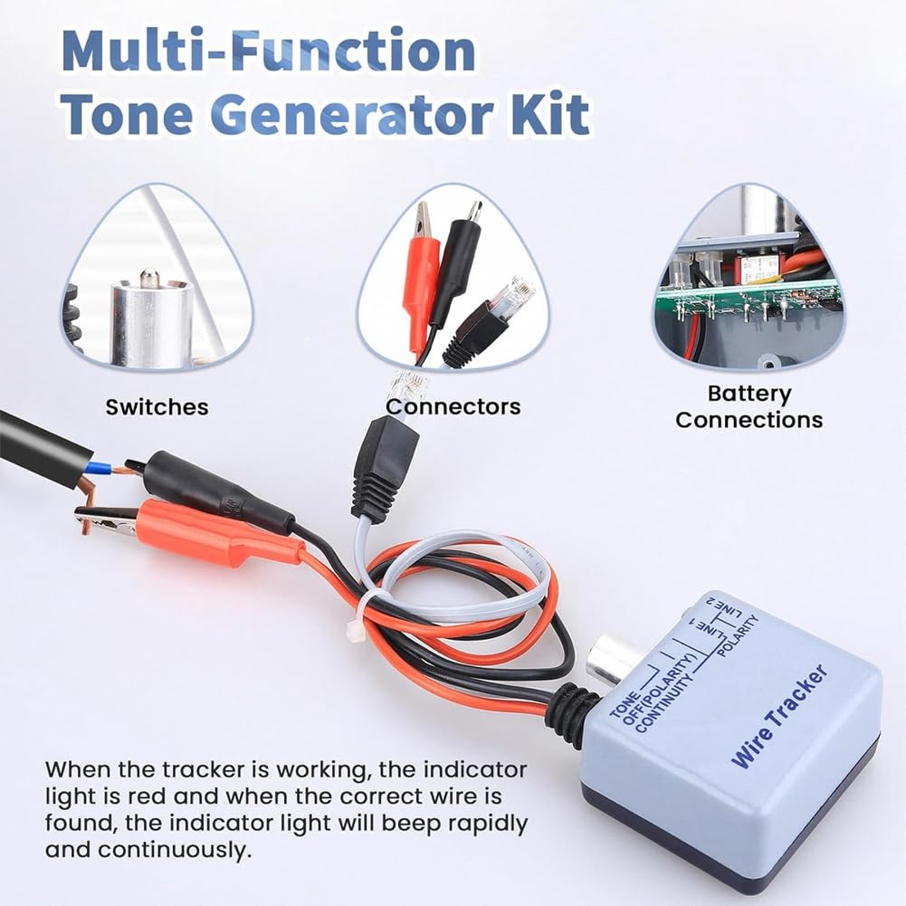 ISTOVO Tongenerator-Kit, Leitungssucher, Stromkreistester, 200EP Hochpräziser Kabeltester, Ton- und Sonden-Kit, Leitungsfinder, Langlebig