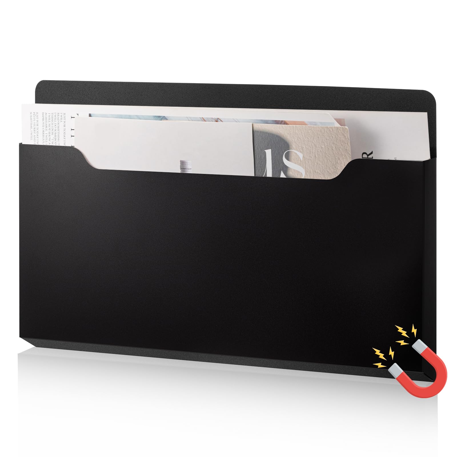 Feifeiya Magnetic File Holder Wall, 13.8 x 8.3 Inch, Horizontal, Black