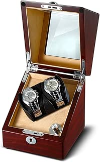 TEEMING Wooden Double Rotors Automatic Watch Winder Storage Boxes for 4 Watches with LED Light - coolthings.us