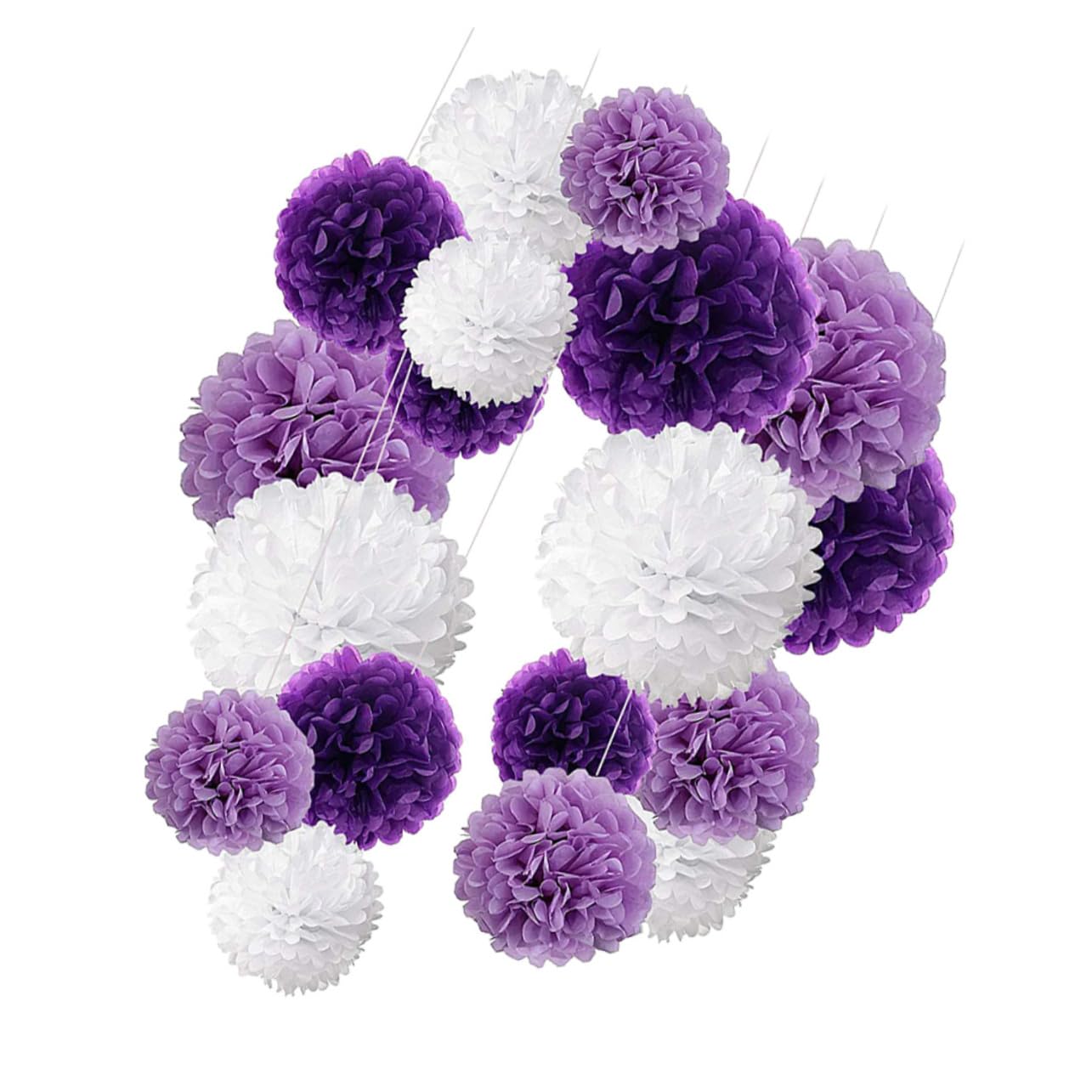 IMIKEYA Pompon di Carta Velina 18 Pezzi Porpora per Decorazioni Festa | Set Assortito 8, 10, 12 Pollici, per Party, Ballo e Negozio, Finitura Colorata