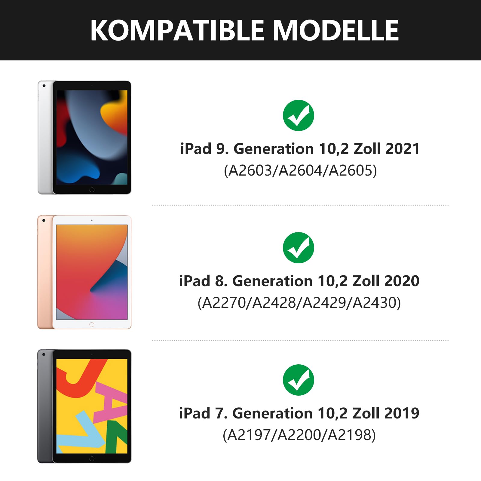 Tastatur Hülle für iPad 10.2 Zoll,für iPad 9/8/7 Generation Hülle,360° Touchpad Flip Hartschale Slim Cover,Kabellose Bluetooth Tastaturhülle,7 Hintergrundbeleuchtungen, Auto Sleep/Wake,QWERTZ Layout