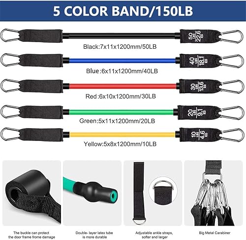 Miniatura 3 de ZLXDP - Barra de pilates con banda de resistencia en altura y resistencia ajustable expansor de entrenamiento de fuerza portátil para entrenamiento