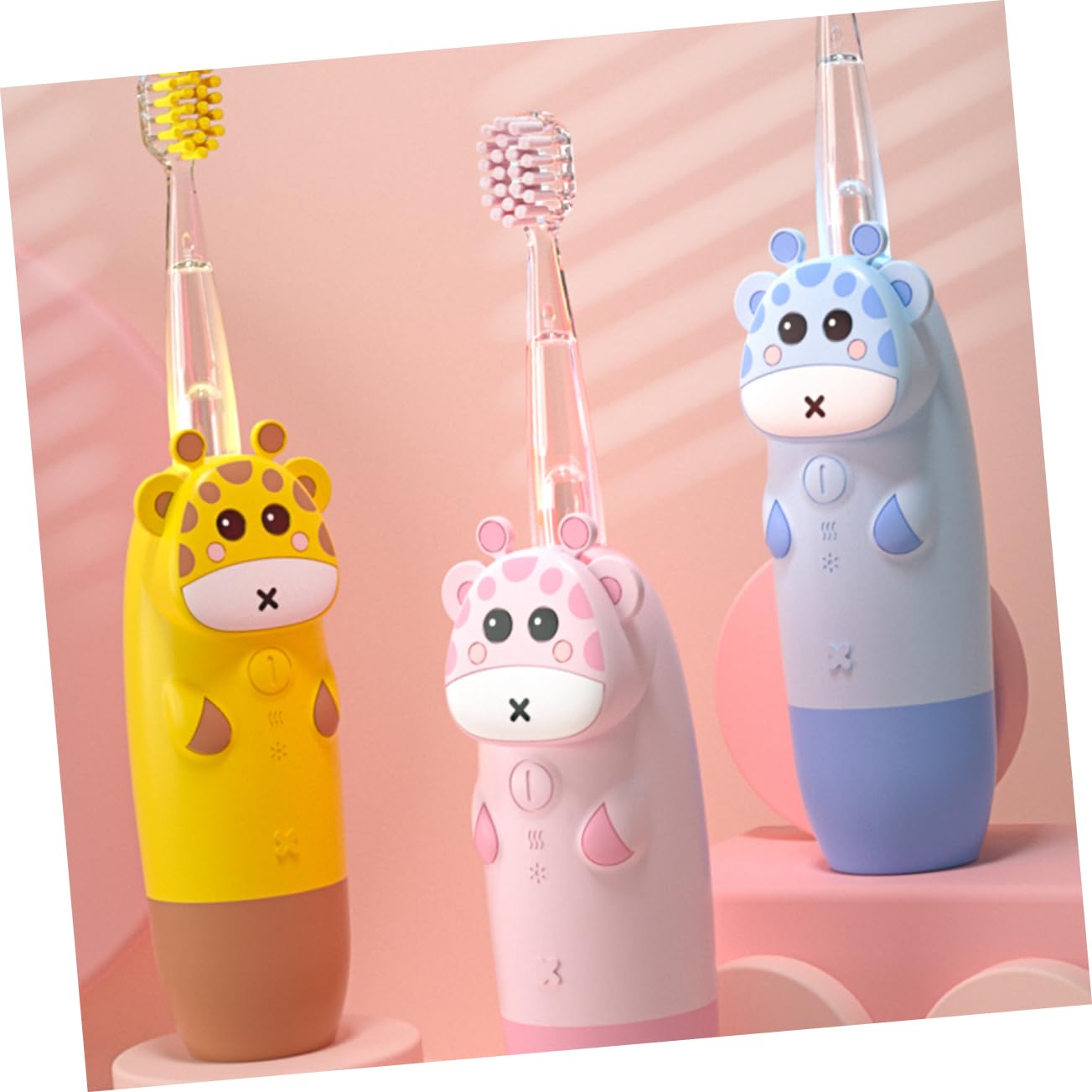 FRCOLOR Cepillo de Dientes Eléctrico Sónico para Niños con Ajuste de Ritmo y Diseño, Set de Silicona y Pc en Color Rosa Adecuado Cuidado Bucal Infantil
