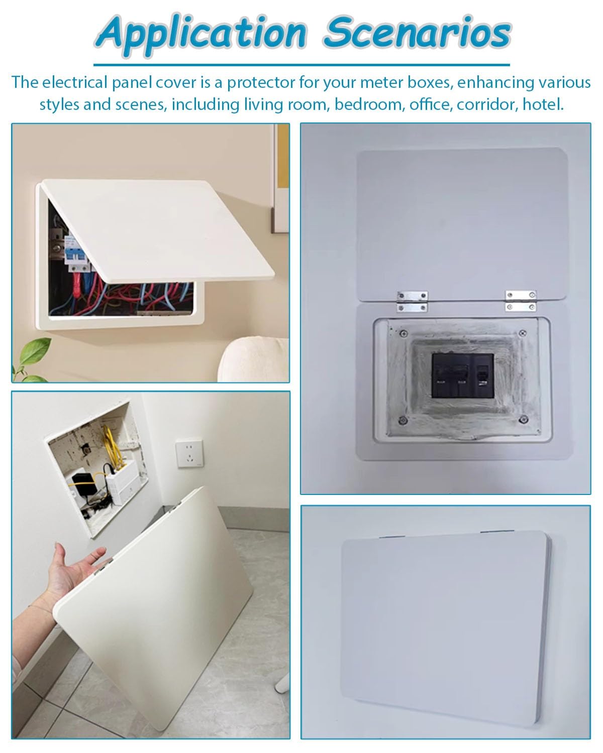 Vibeo Tapa Cuadro electrico Cubierta Decorativa para Caja de Fusibles Eléctricos, Cubierta Oculta Blanca para Panel de Medidores, Placa para Caja de Interruptores Interior y Exterior(20x16in/50x40cm)