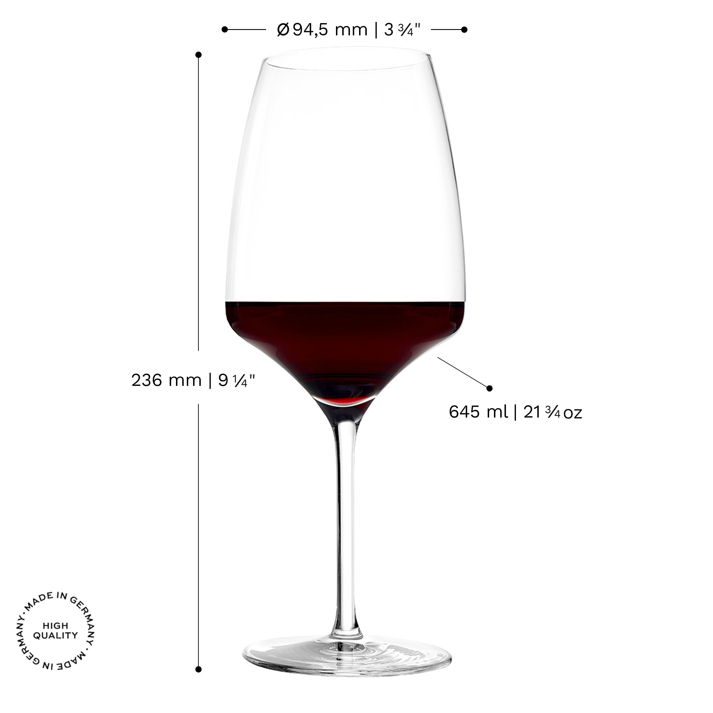 Stölzle Lausitz Bordeauxgläser Experience 6er-Set 645ml – Hochwertige Rotweingläser ideal für Bordeaux – Bordeauxkelch aus Kristallglas für maximale Aromaentfaltung – Spülmaschinen- & Stoßfest