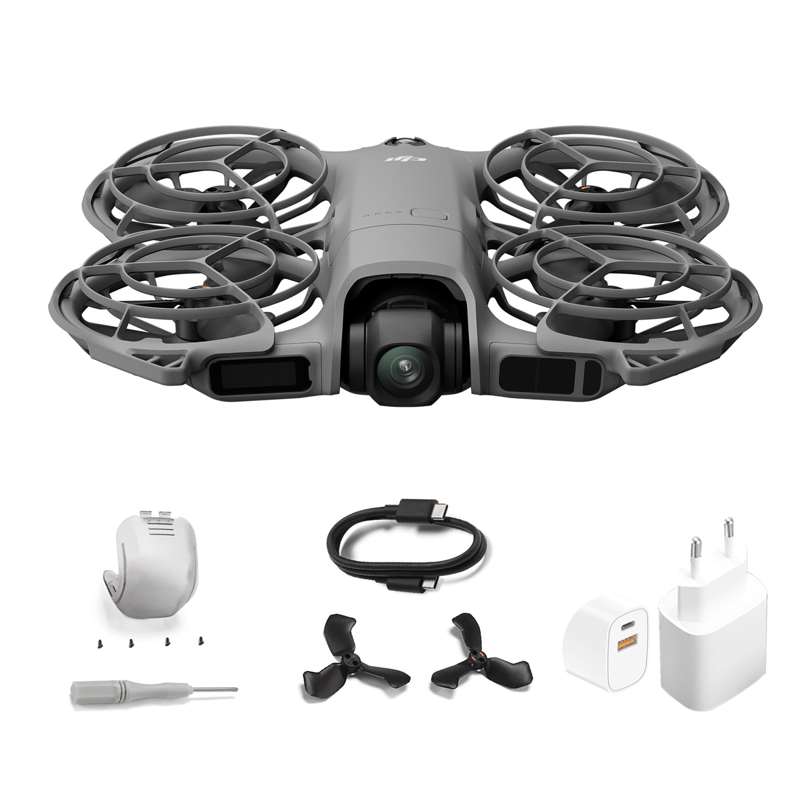 Pack DJI Neo 2 (Incluye Adaptador Europeo), ligero y plegable, despegue y aterrizaje desde la palma, control gestual, ActiveTrack, detección de obstáculos omnidireccional, dron 4K para principiantes
