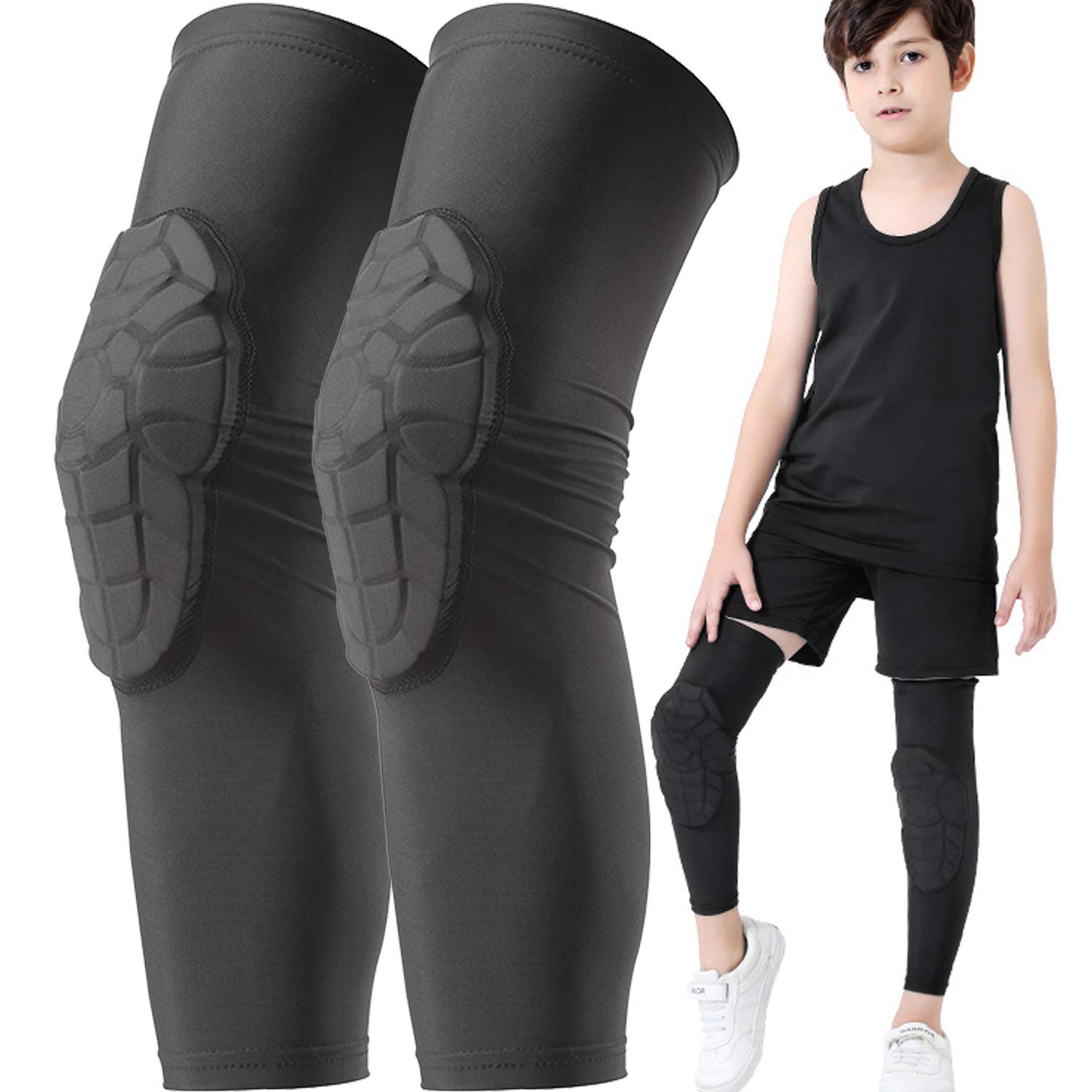 Kids Youth 5-15 Years Padded Arm Knee Sleeve Compression Leg Protective