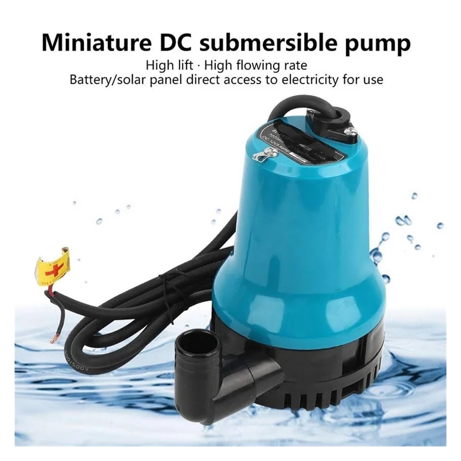 Pompa sommergibile piccola regolabile Pompa sommergibile elettrica portatile da 12 V e 24 V, 4500 l/h, for irrigazione di acquari, pompe di pompaggio domestiche(12V Pump)