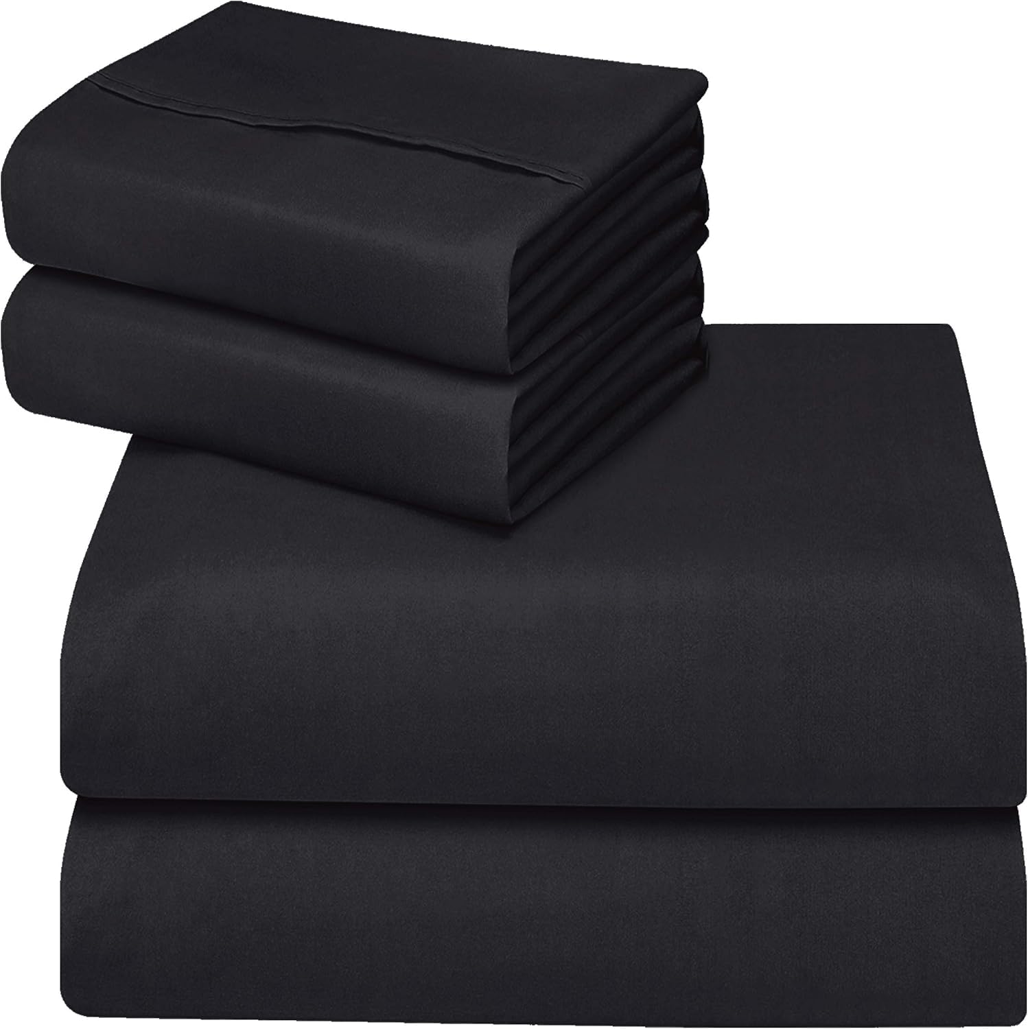 Utopia Bedding - Set Lenzuola Una Piazza e Mezza 4 Pezzi 120x190 cm - Set Lenzuola Letto, Spazzolata Poliestre di Microfibra - Lenzuolo con Angoli, Lenzuolo Piatto e 2 Federe 50x75, Nero